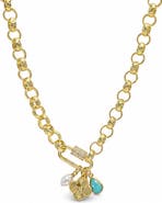 LA MENO Gemstone Charm Necklace