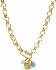 LA MENO Gemstone Charm Necklace