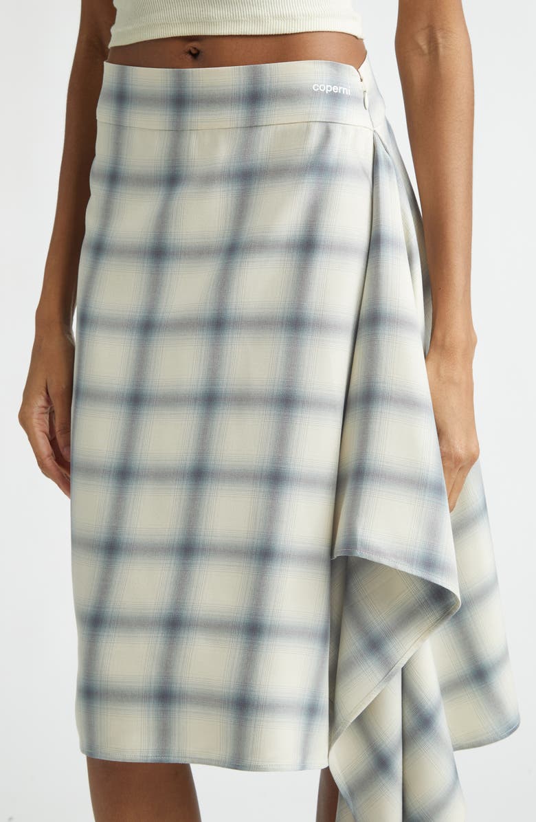 Coperni Check Zero Waste Asymmetric Skirt, Alternate, color, Blue Check Blu