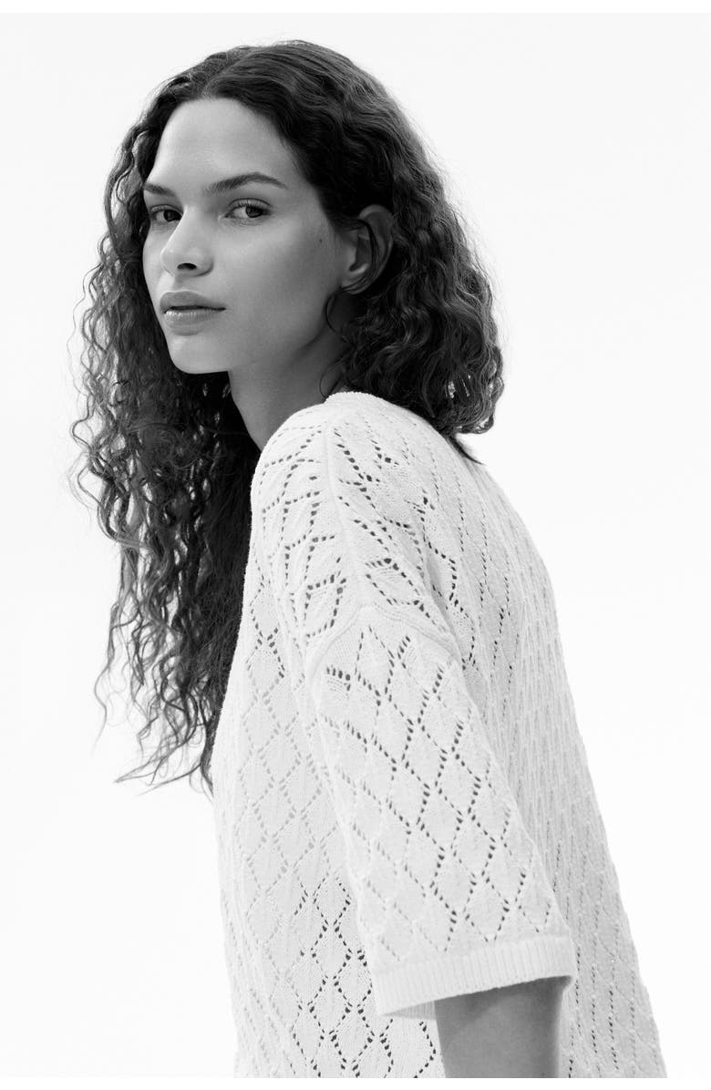 H&M Pointelle-knit Top, Alternate, color, Cream