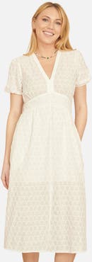 Yumi Broderie Anglaise Midi Dress
