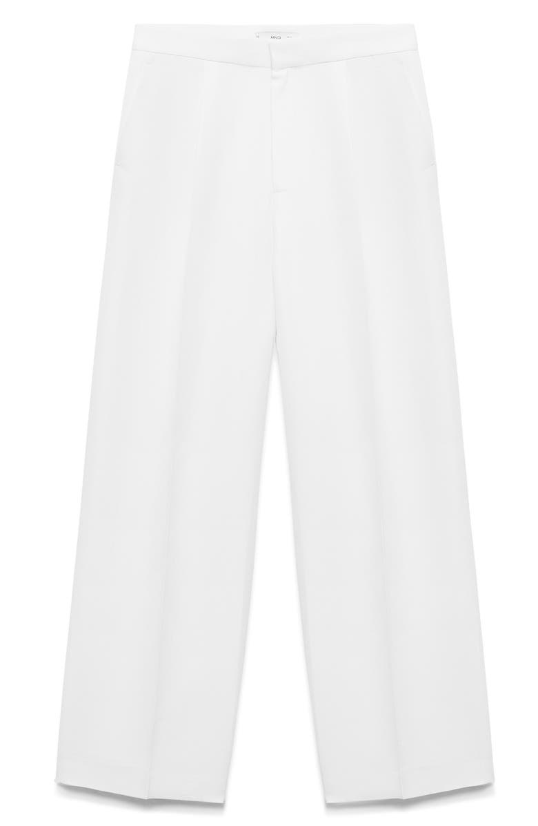 MANGO Pleated Straight Leg Pants, Alternate, color, White