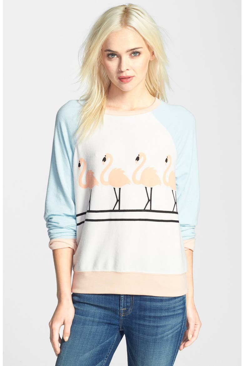 'Dancin' Raglan Sleeve Sweatshirt, Main, color, VINTAGE LACE/ HONOLULU BLUE