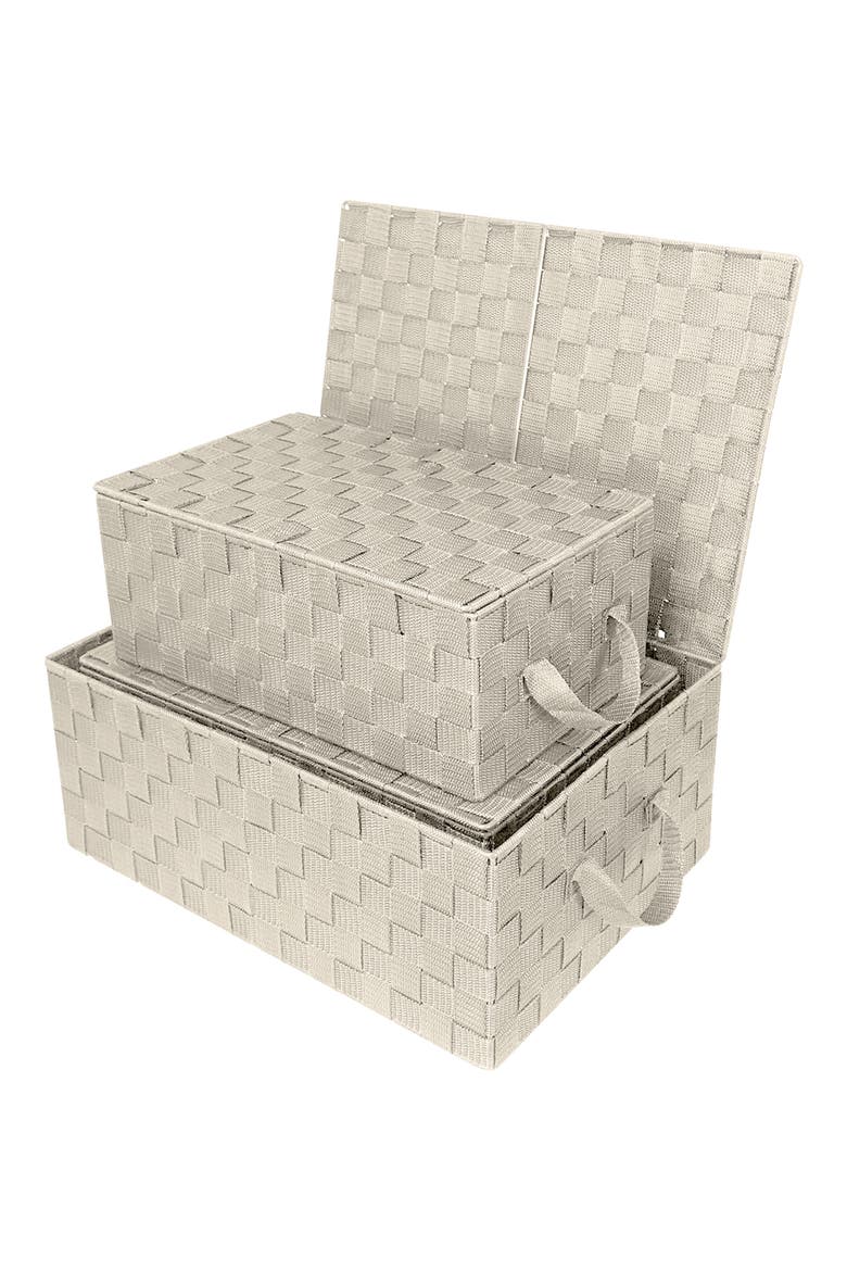 Beige Woven Storage Basket - Set of 3, Alternate, color, BEIGE