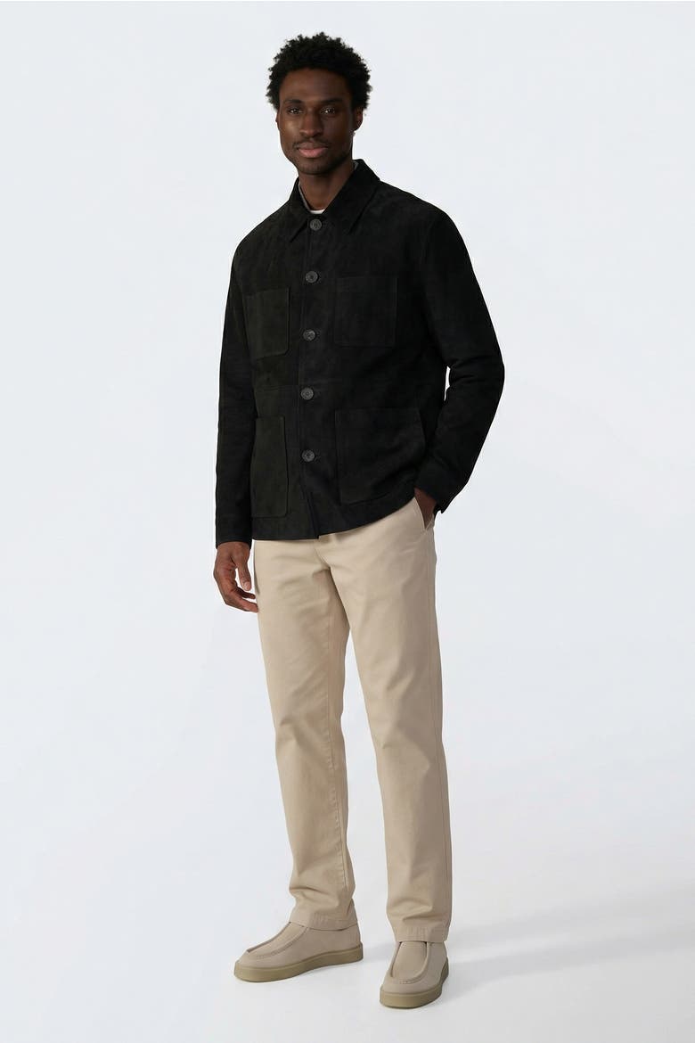 Beckett Suede Chore Jacket, Alternate, color, Black