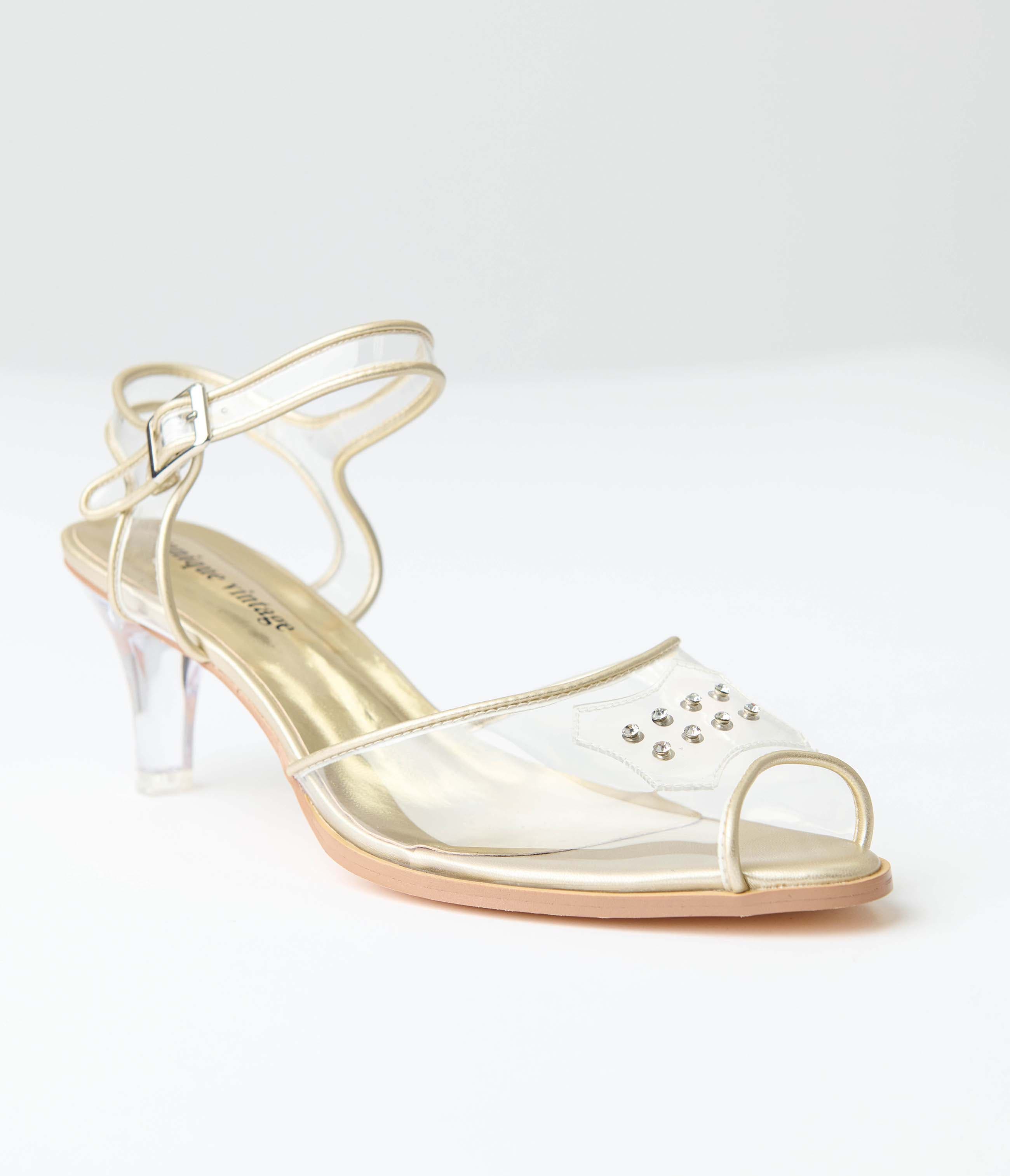 Unique Vintage 1940
s Rhinestone Kitten Heels, Alternate, color, Clear Rhinestone