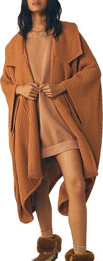 Oversize Waffle Knit Poncho Jacket