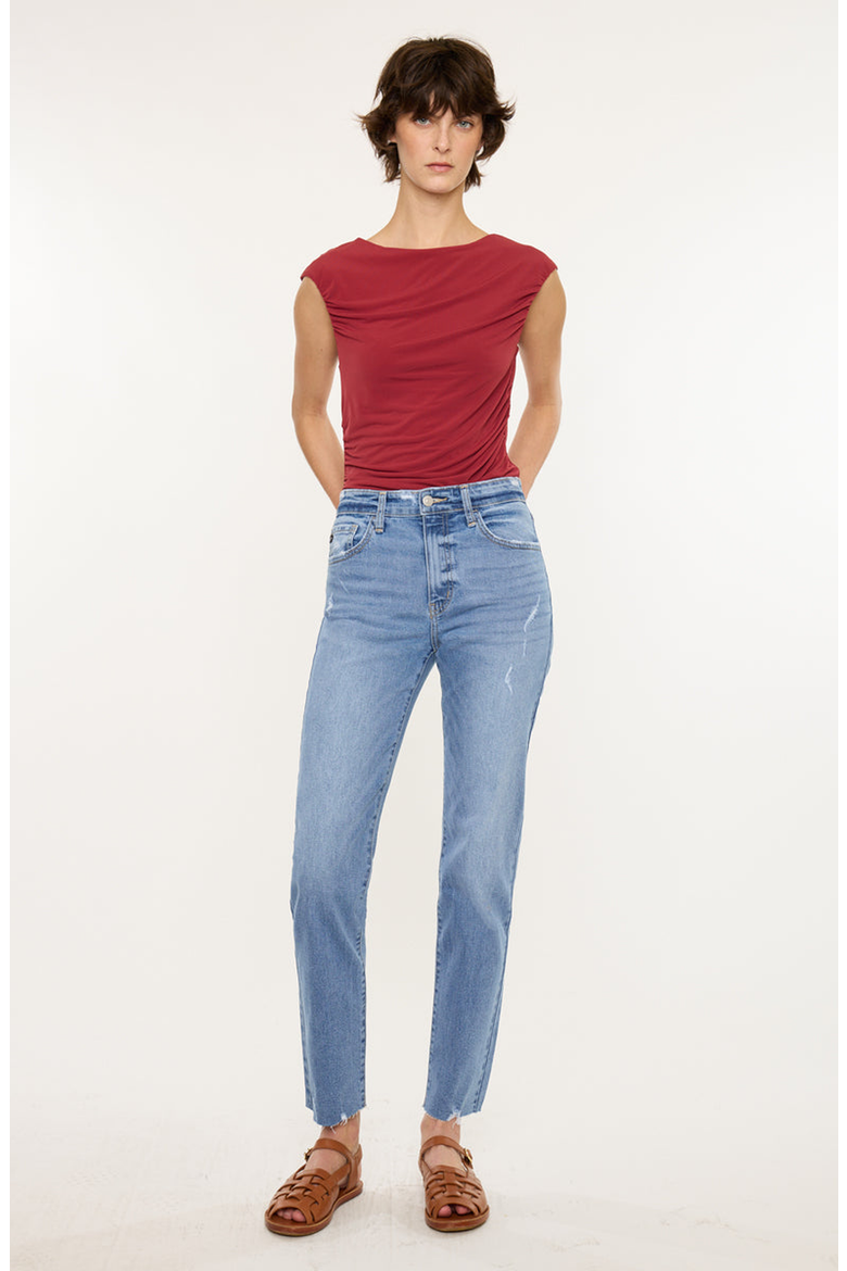 Ariana Essentials High Rise Straight Leg Jeans, Alternate, color, Medium Wash