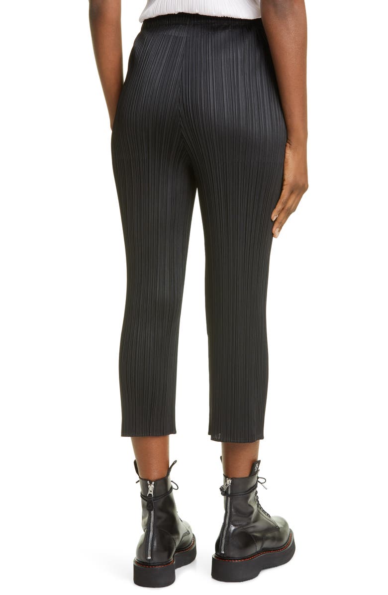 Pleats Please Issey Miyake Pleated Crop Skinny Pants, Alternate, color, Black