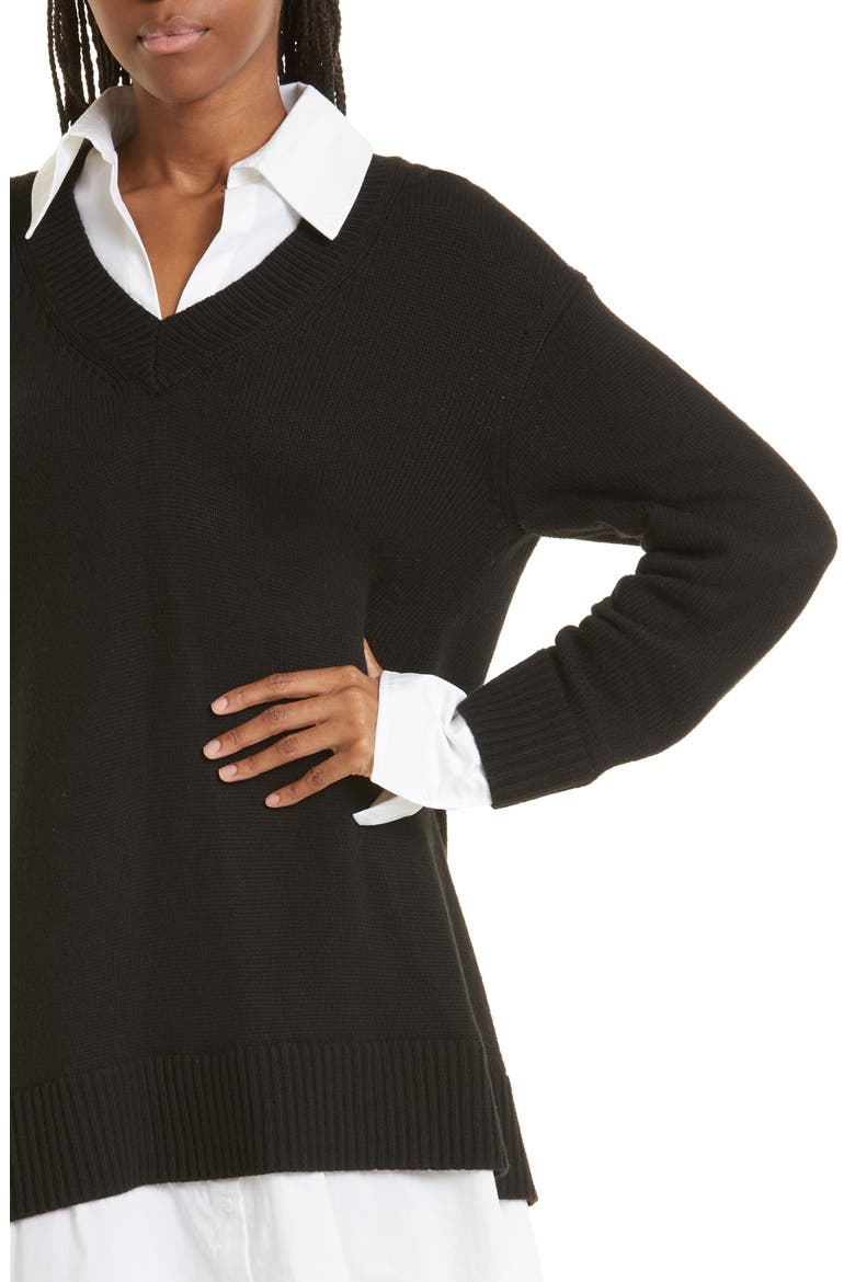 Santina Layered Long Sleeve Sweater Dress, Alternate, color, BLACK/ WHITE