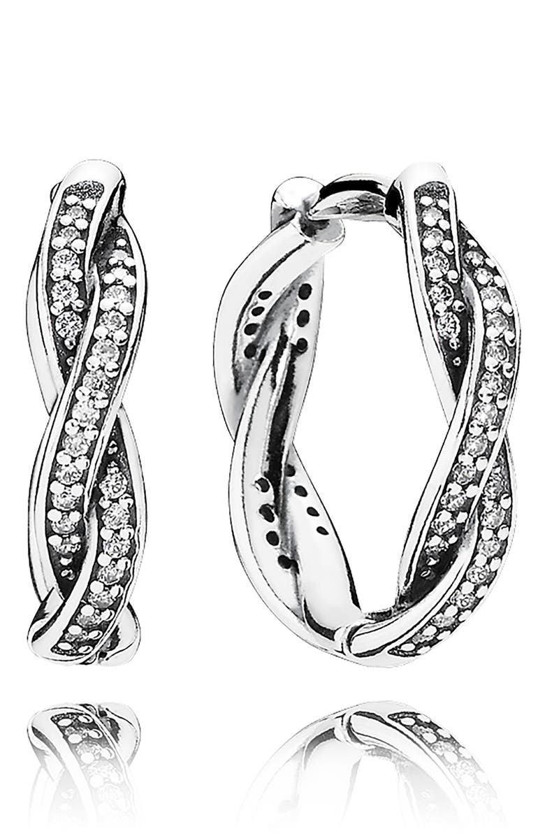 PANDORA 'Twist of Fate' Hoop Earrings, Main, color, 
