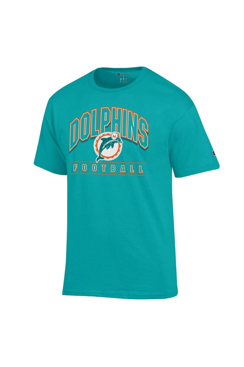 Men's Champion Aqua Miami Dolphins Jersey T-Shirt, Alternate, color, Aqua