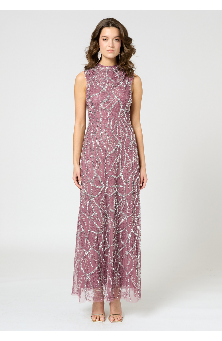 BEAUUT Embellished Sequin Beaded Maxi Dress with Cowl Neck, Alternate, color, 