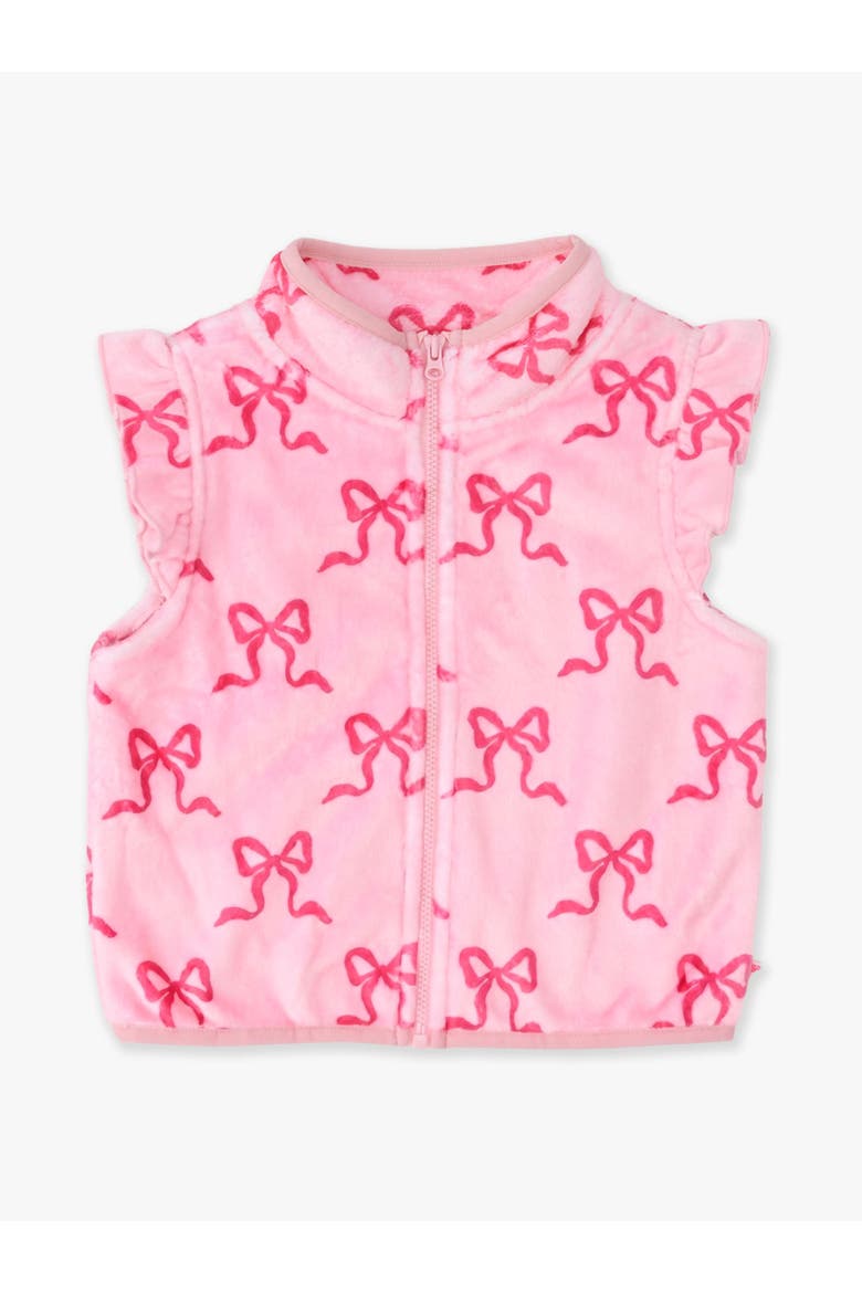 Ruffle Marshmallow Fleece Vest, Main, color, Hot Pink Bows