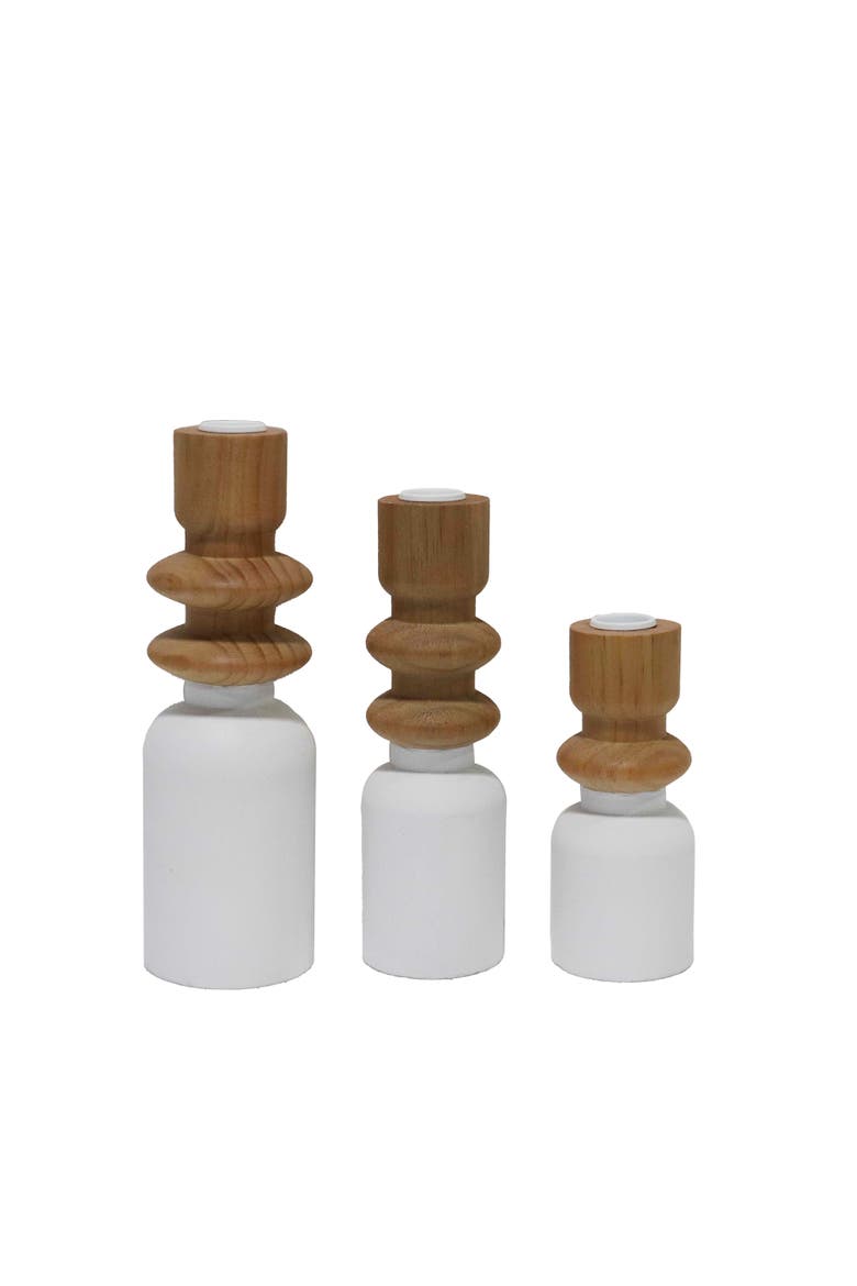 Spindle Shaped Candle Stands Set of 3, Main, color, White