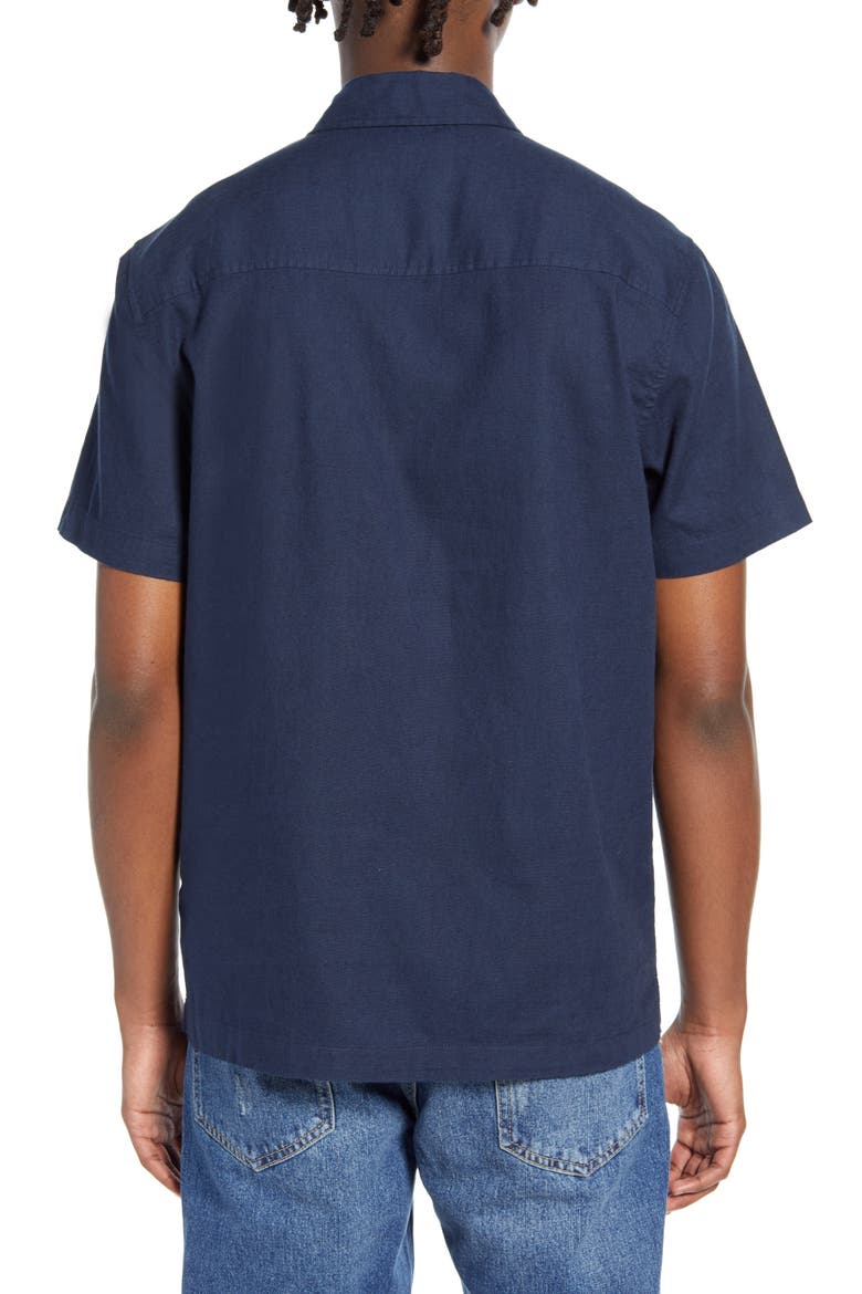 Classic Fit Short Sleeve Quarter Zip Popover Shirt, Alternate, color, NAVY BLUE
