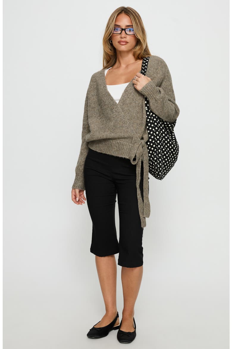 Daelan Wrap Cardigan, Alternate, color, BROWN