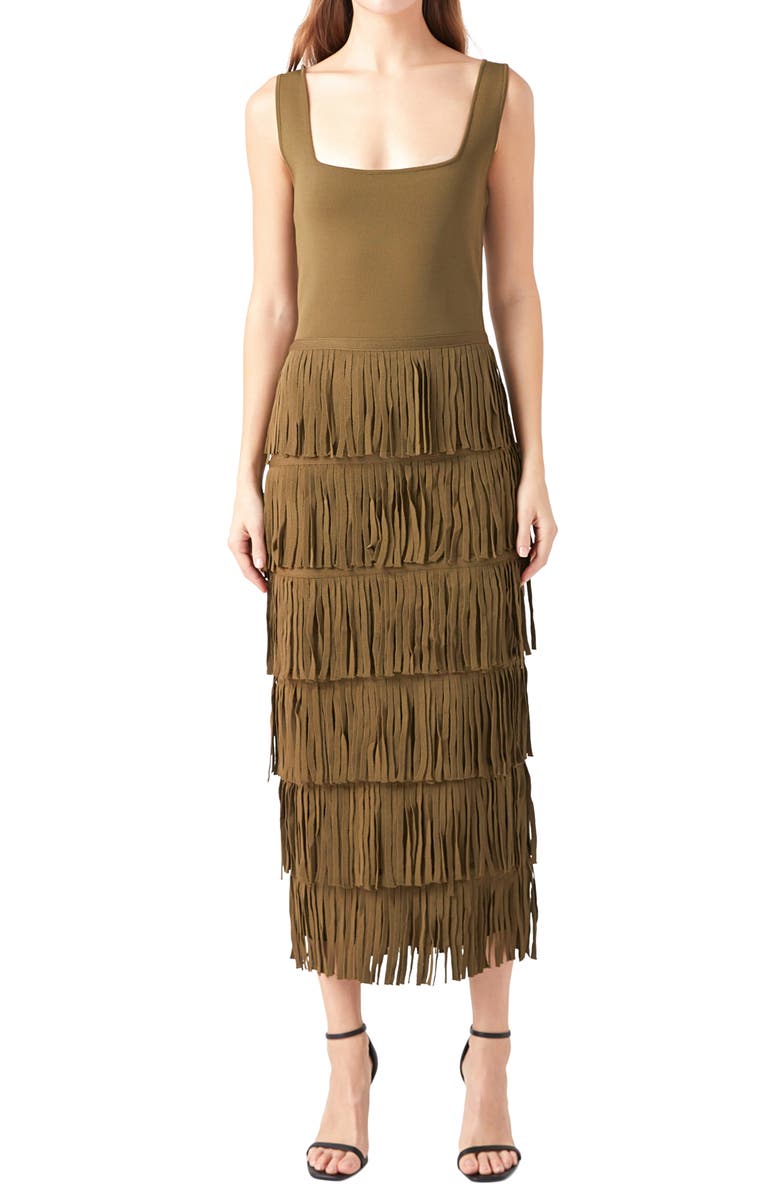 Endless Rose Fringe Midi Sweater Dress, Alternate, color, 