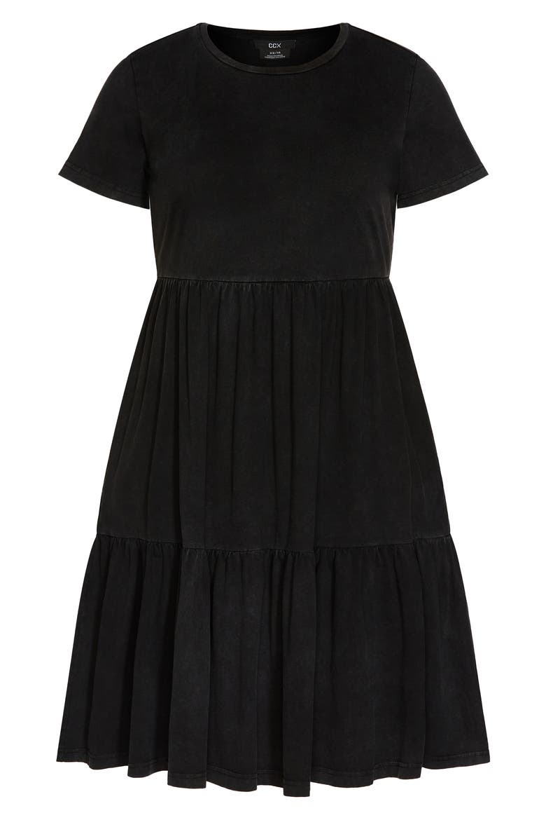 Retro Roller Midi T-Shirt Dress, Alternate, color, BLACK