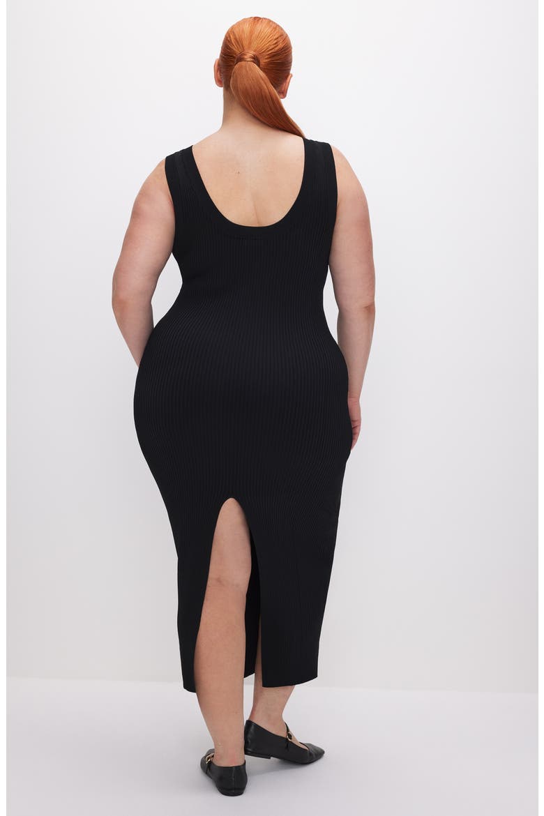 Shine Scoop Back Ribbed Tank Dress, Alternate, color, BLACK001