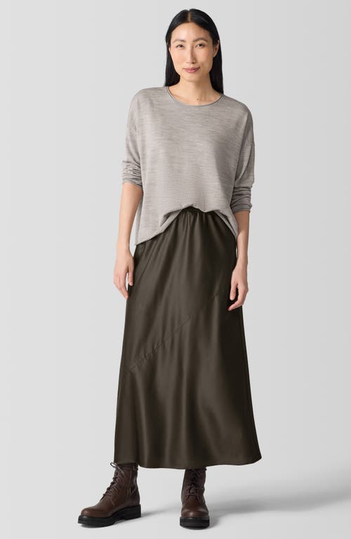 Eileen Fisher Bias Cut Stretch Silk Charmeuse Maxi Skirt In Green