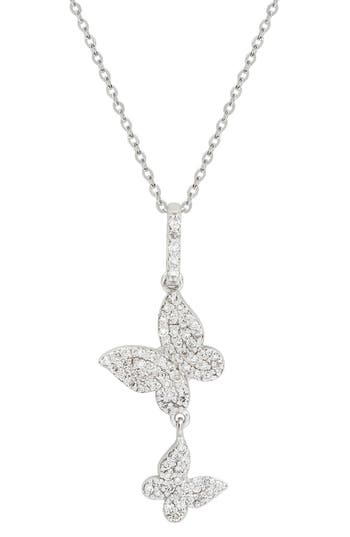 Suzy Levian Diamonds 14k Gold Pavé Diamond Butterfly Pendant Necklace In White