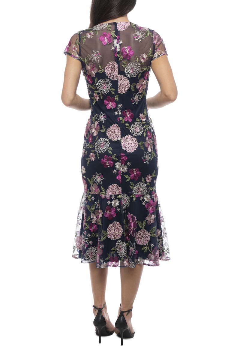 Marina Embroidered Flutter Sleeve Midi Dress, Alternate, color,