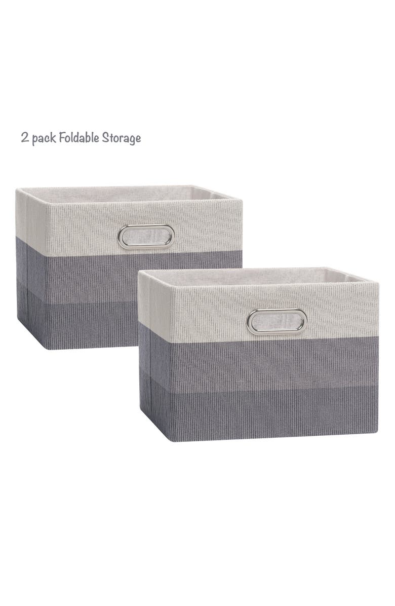 Lambs & Ivy Gray Ombre Foldable/Collapsible Storage Bin/Basket- 2 Pack, Alternate, color, Gray
