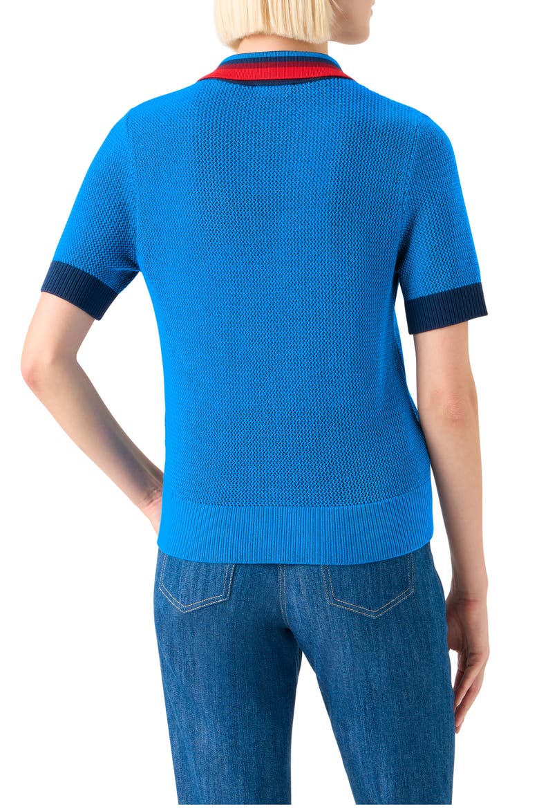 Short Sleeve Virgin Wool Polo Sweater, Alternate, color, COBALT BLUE-MULTI