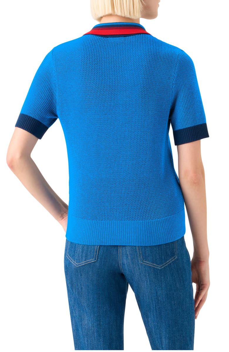 Akris punto Short Sleeve Virgin Wool Polo Sweater, Alternate, color, Cobalt Blue-Multi
