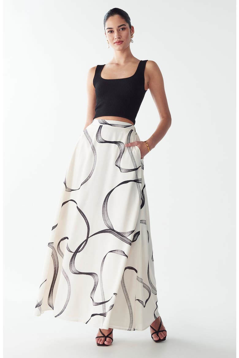 Saras Maxi Skirt, Main, color, Abstract Swirl
