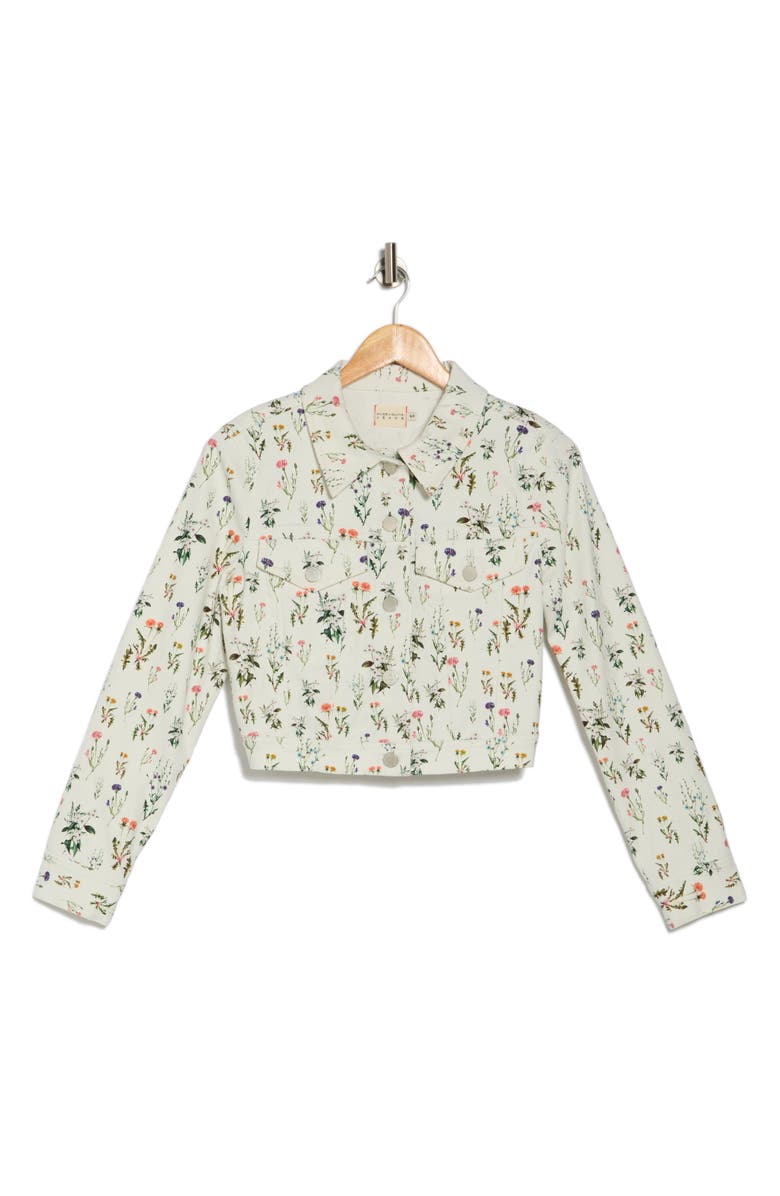 Alice + Olivia Nelson Floral Crop Denim Jacket, Alternate, color, 