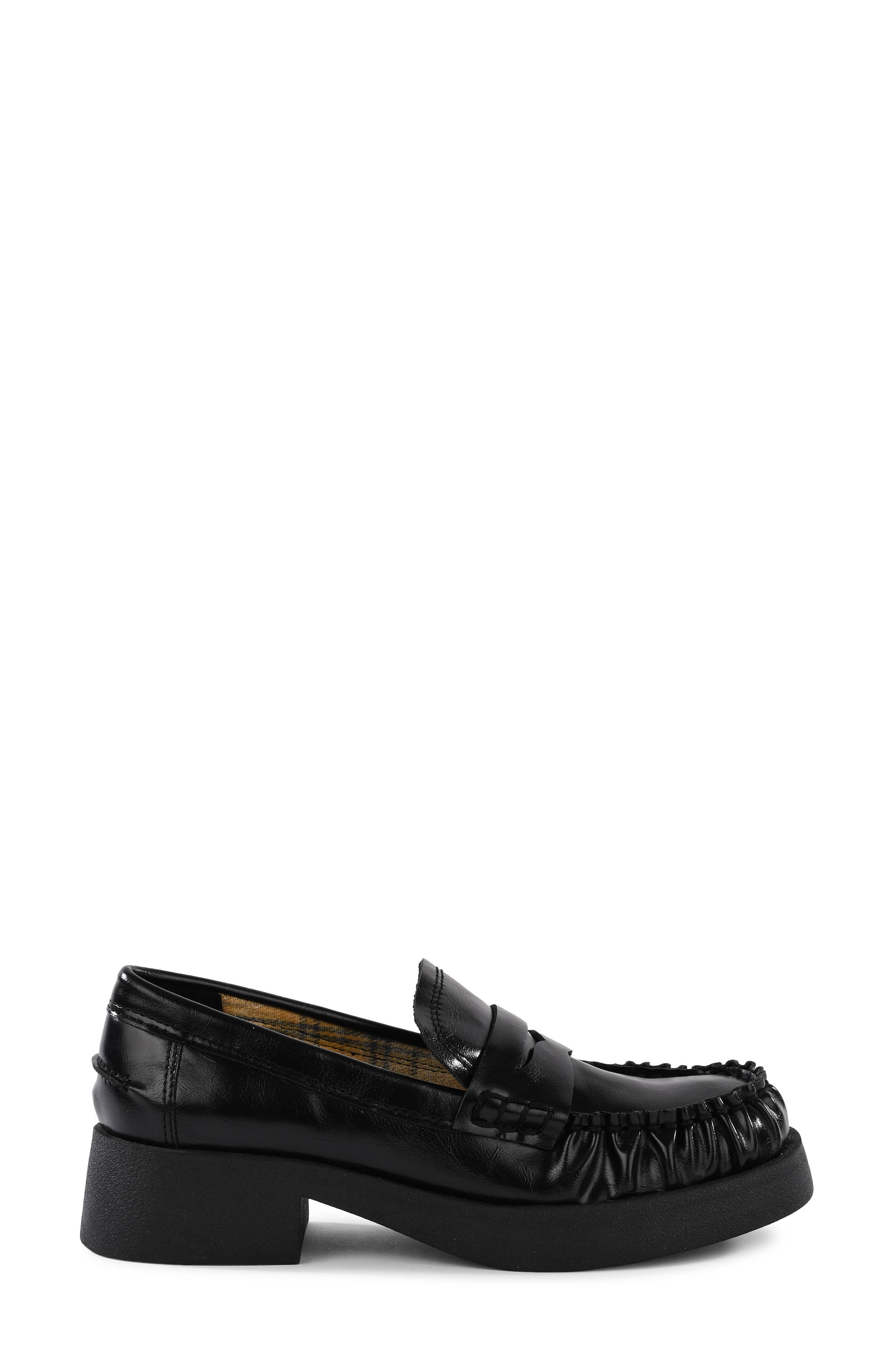 Fiction Faux Leather Penny Loafer, Alternate, color, BLACK