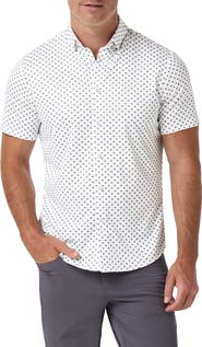 Mizzen+Main Halyard Trim Fit Triangle Print Short Sleeve Performance Button-Up Shirt