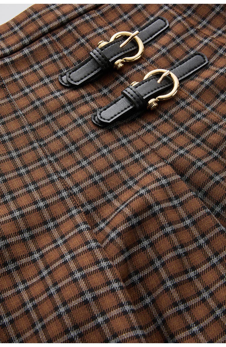 Exquise Zayla Checked Midi Skirt, Alternate, color, Brown