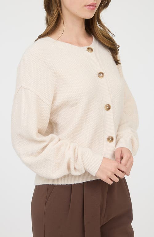 Blu Pepper Crewneck Button Down Cardigan In White