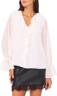 Vince Camuto Ruffle Clip Dot Chiffon Top