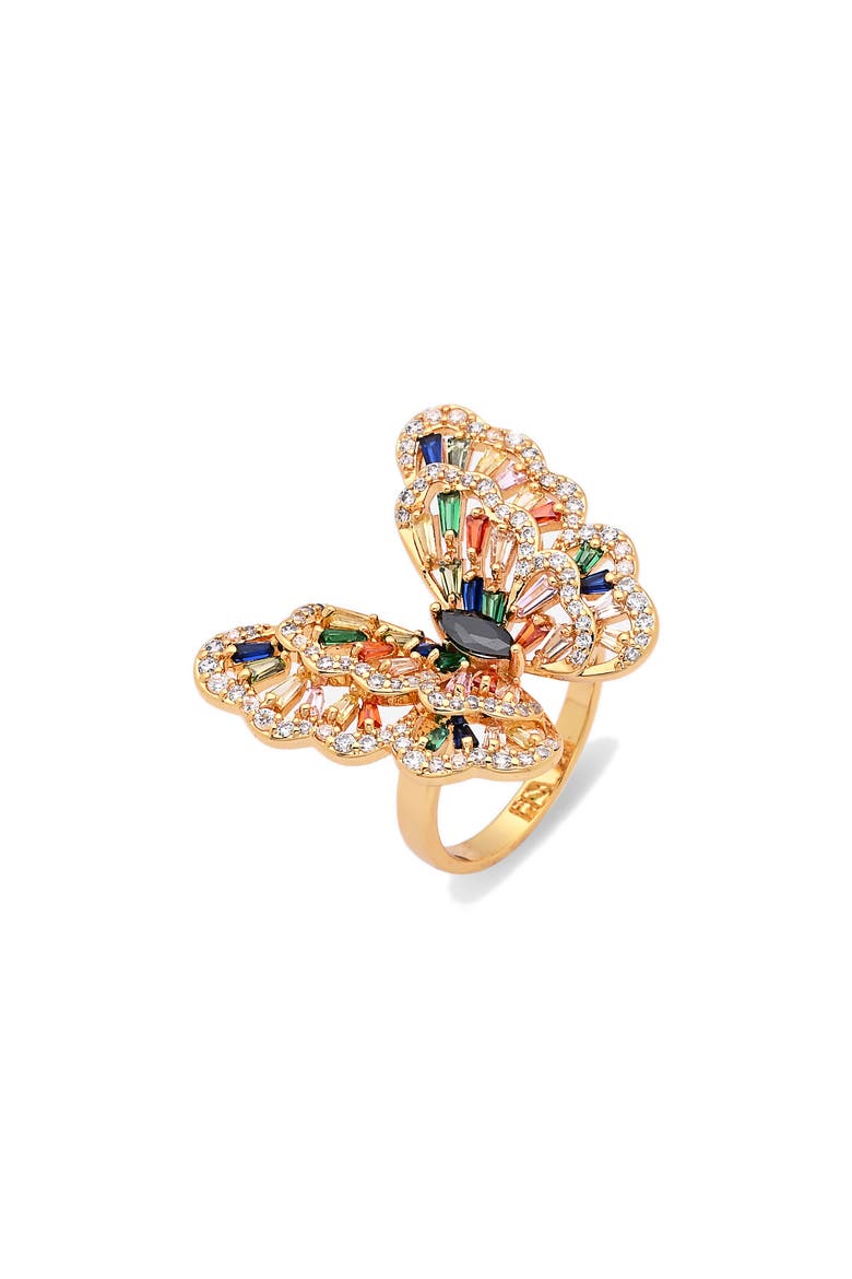 Ziva Butterfly Cubic Zirconia Ring, Main, color, GOLD