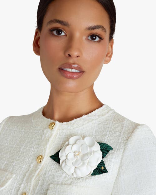 Helena Simon The Small White Gardenia Floral Brooch In White