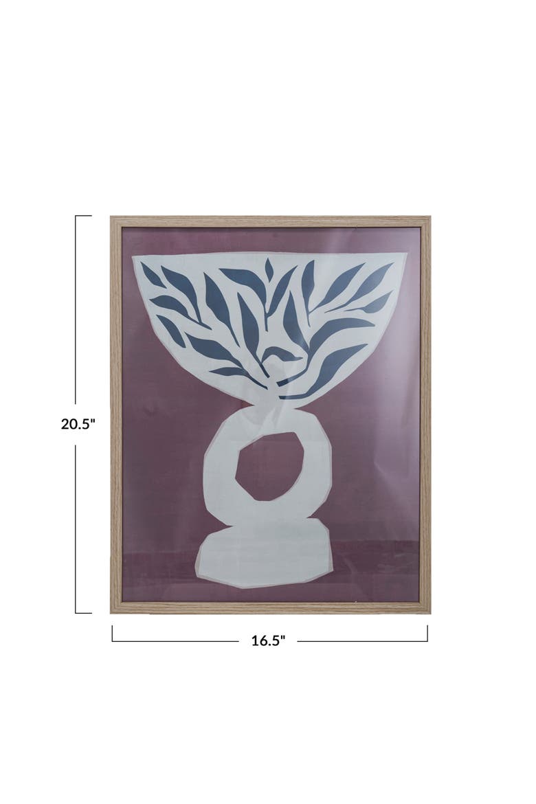 Reclaimed Wood and Glass Wall Art with Vase and Leaves, Multicolor, Alternate, color, Multicolor