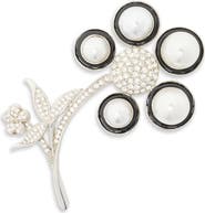 Kenneth Jay Lane Faux Pearl & Crystal Flower Pin