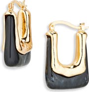 Cara Geo Stone Square Hoop Earrings