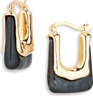 Cara Geo Stone Square Hoop Earrings