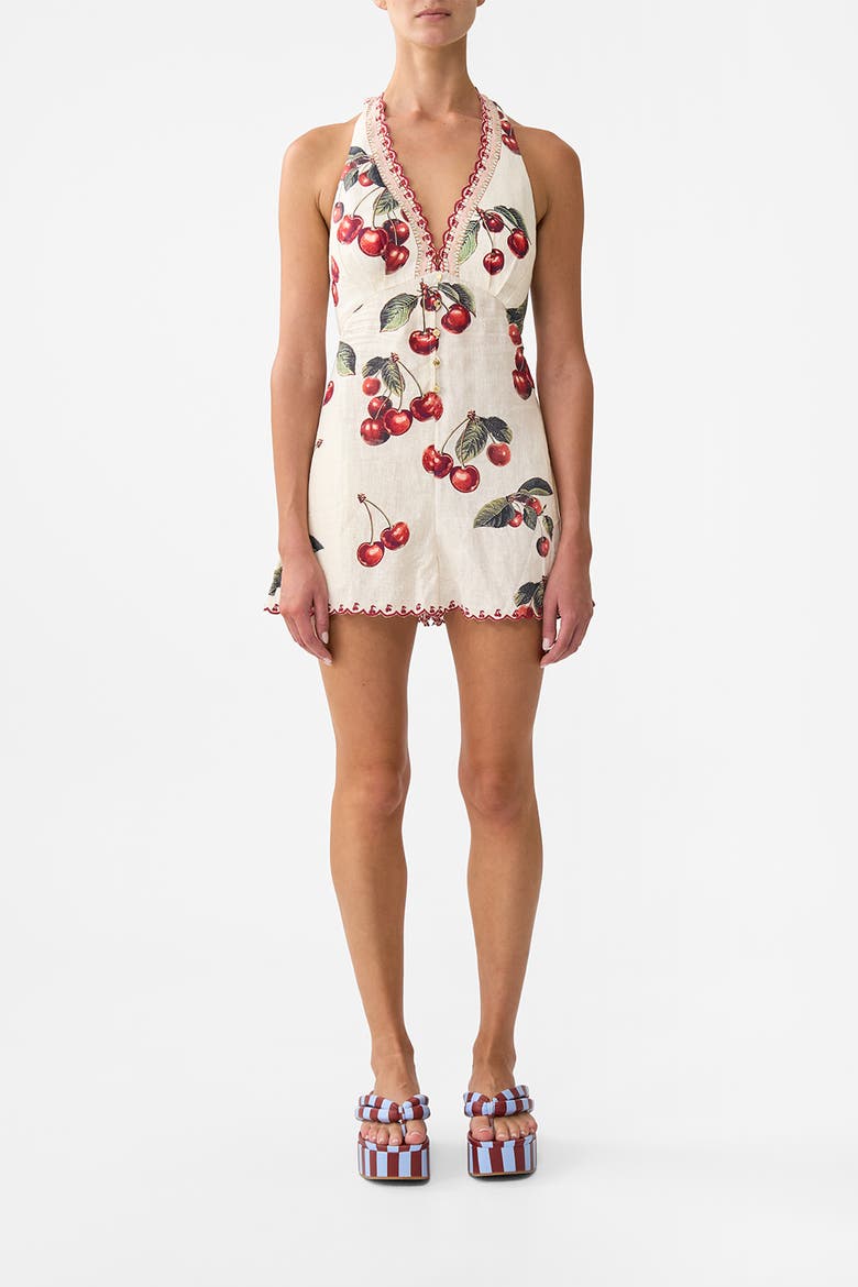 Button Front Halter Playsuit Notes From The Road, Main, color, Notes From The Road