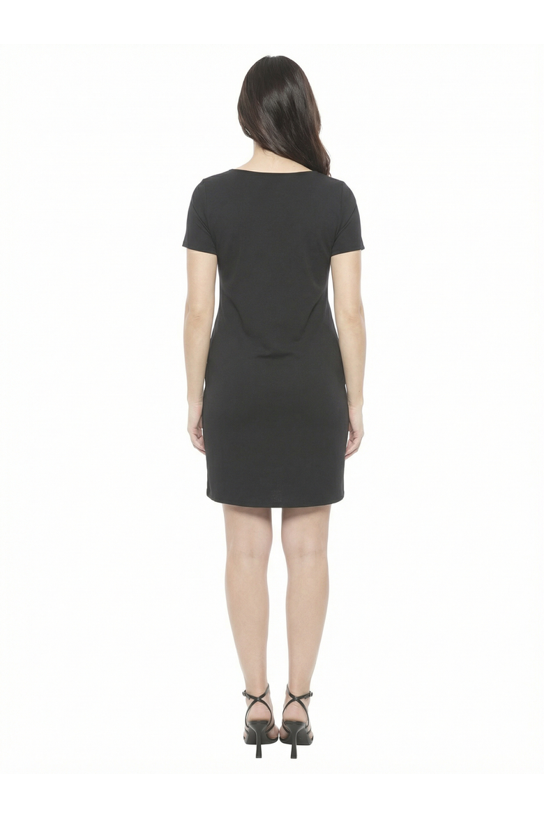 Maternity Short Sleeve Round Neck Mini Shift Dress, Alternate, color, Black