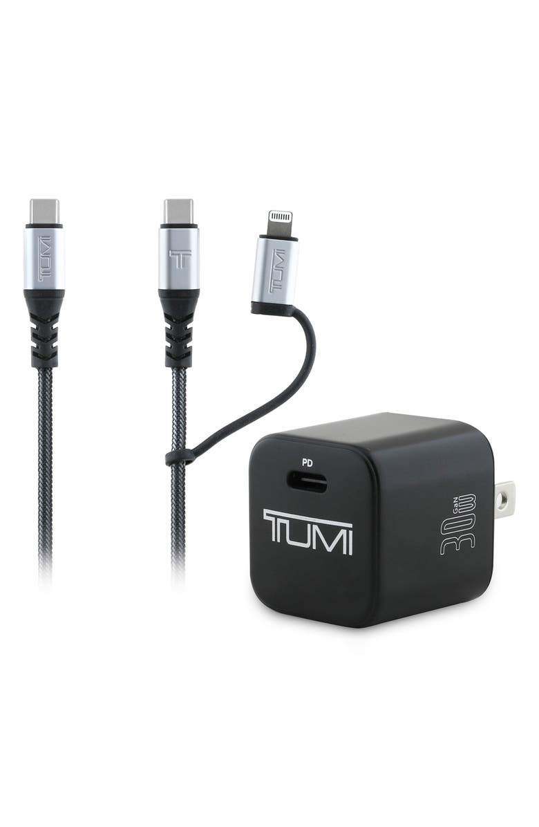 TUMI Bundle USB-C & Lightning Cable Charge Set, Main, color, Black