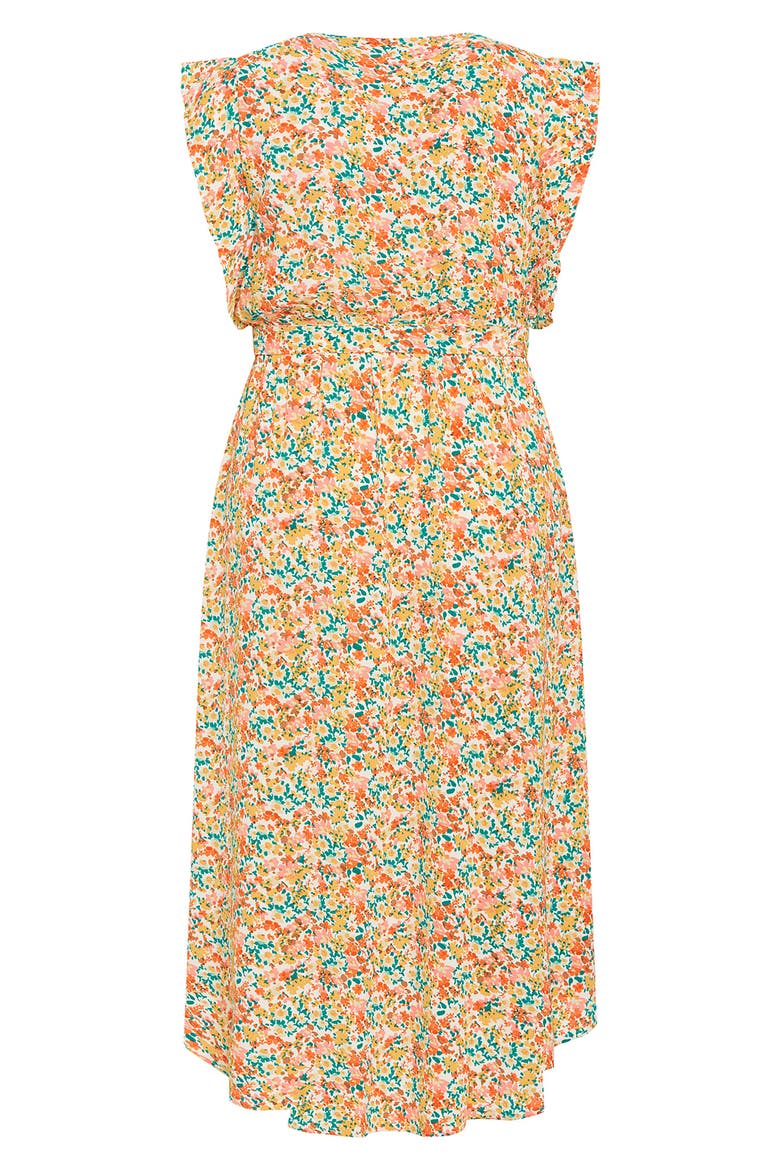 Ditsy Floral Wrap Front Maxi Dress, Alternate, color, ORANGE FL FIELDS