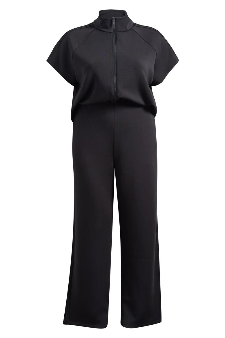 Pintuck Half Zip Jumpsuit, Main, color, VERY BLACK