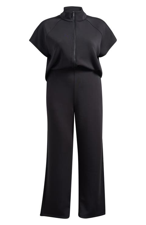 Pintuck Half Zip Jumpsuit