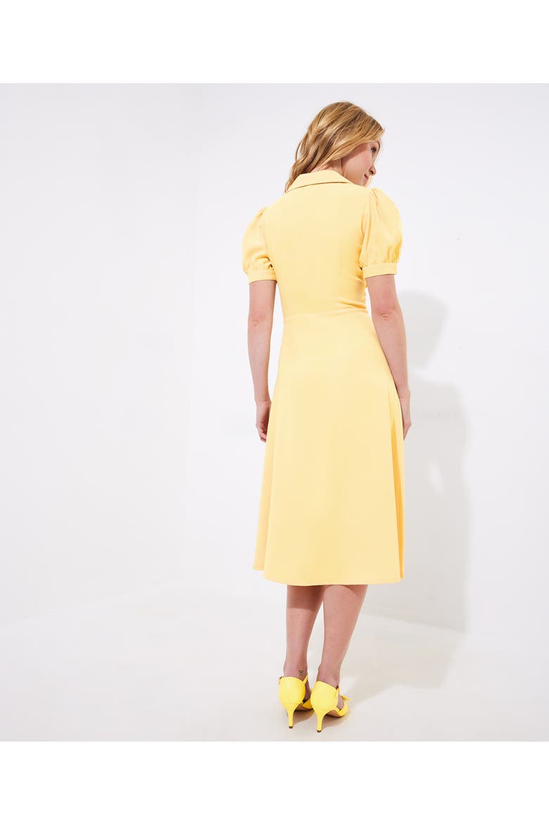 Retro Button Front Midi Dress, Alternate, color, BUTTER